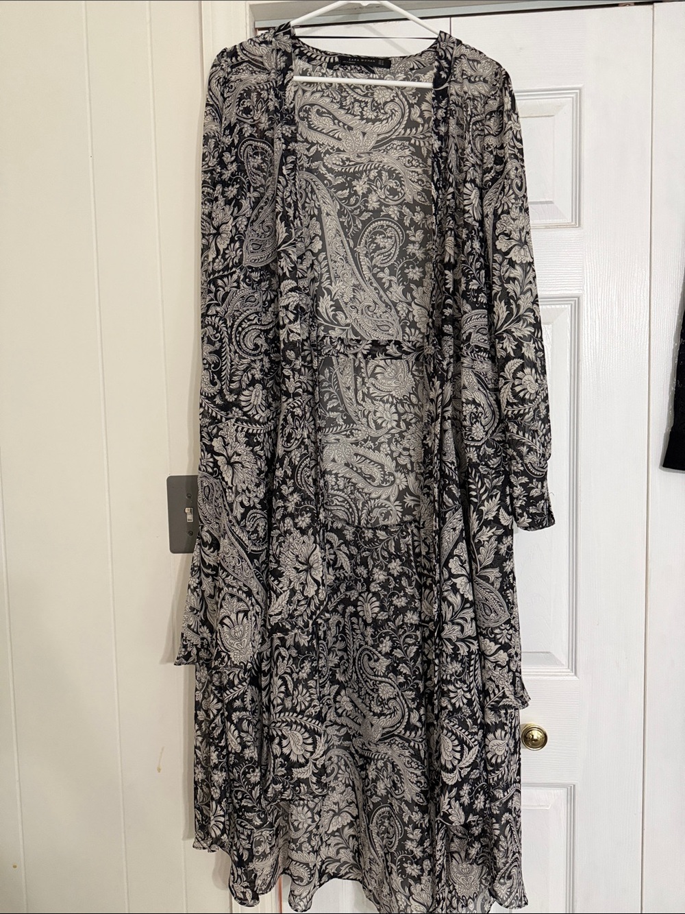 Zara Woman Black & White Paisley Duster